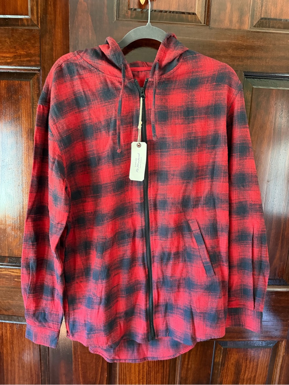 Vintage Remastered Red Plaid Hooded Zip Jacket